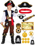 14pcs Pirate Costume for Boys and Girls with Accessories Halloween Costumes Gifts
