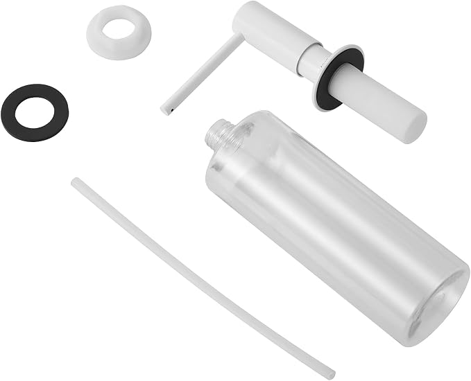 AguaStella ASF026W Bulit in Soap Dispenser Shiny White for Kitchen Sink with Soap Bottle Countertop Pump