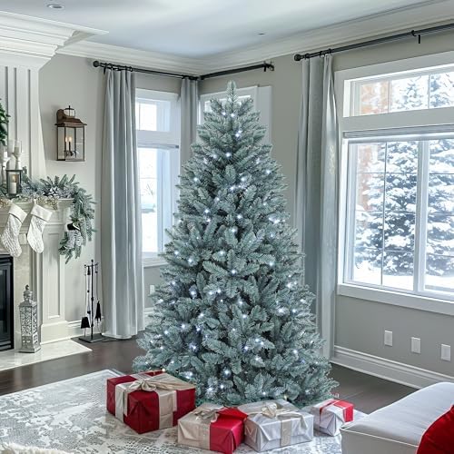 YITAHOME 6ft Prelit Blue Christmas Tree w/Adjustable Lighting System
