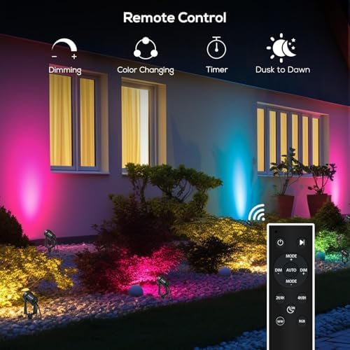 SUNTHIN 4 Pack Outdoor RGBW Landscape Lights, Color Changing Spot Uplights