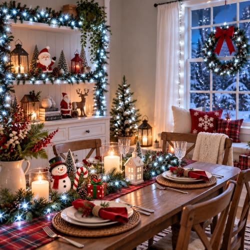 OZS Connectable 2-Pack 164Ft 400LED Christmas String Lights, Cool White
