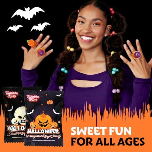 90 Pack Halloween Ring Candy - Individually Wrapped Holiday Themed Pumpkin And Skull Lollipops – Trick Or Treat Strawberry And Tutti Frutti Delicious Candys - Bulk Halloween Suckers Great Use, For Kids, Party Favor, Classrooms, Goodie Bags