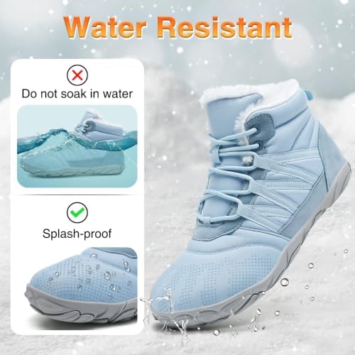 Womens Mens Barefoot Boots Shoes Minimalist Winter Snow Boots Warm Ankle Booties Zero Drop Sole Wide Toe Box Slip on Sneakers