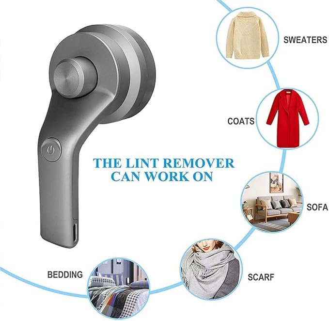 Fabric Shaver, Rechargeable Lint Remover with 6-Blade & Electrostatic Brush, Portable Sweater Defuzzer for Clothes, Blanket, Couch, Remove Fuzz Pills Efficiently