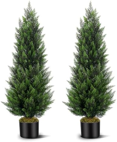 Vitalismo 4FT Artificial Cedar Trees Set of 2 for Outdoor Front Porch