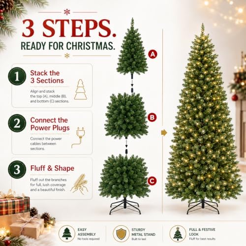 Avatar Controls 7.5FT Smart Prelit Pencil Christmas Tree, 350 LEDs