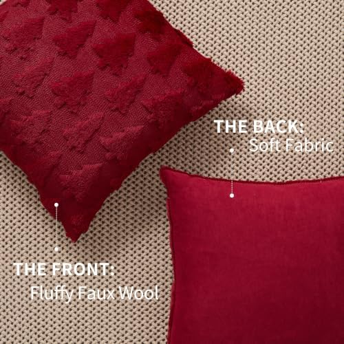 DFXSZ Christmas Tree Pillow Covers 18x18 Set of 2 Christmas Decor Wine Red
