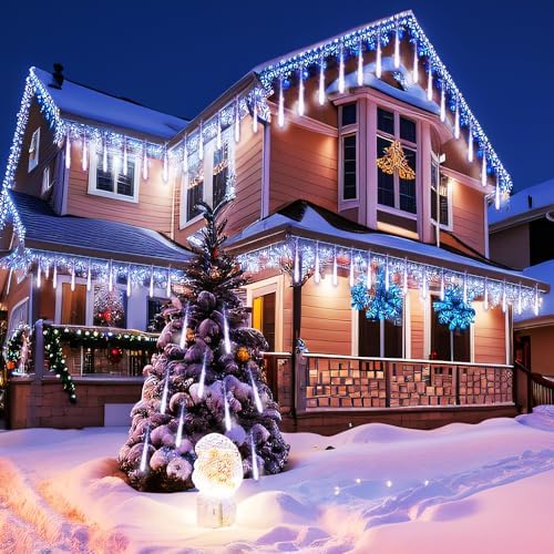 Large Meteor Shower Lights for Christmas Decorations Outdoor, 40-Tube White