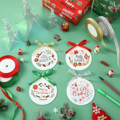 Sumind 36 Pcs 4 Inch Blank Acrylic Christmas Ornaments, White