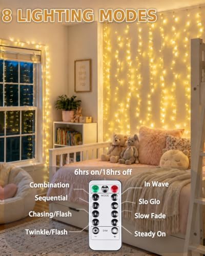 4 Pack 400 LED Remote Contral Battery Operated String Lights, Twinkle Light