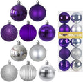 Purple & Silver 3.2" Large Christmas Balls - Christmas Tree Decoration Ornaments Shatterproof Hanging Balls for Birthday Halloween Holiday Wedding Decorations Set of 10pcs