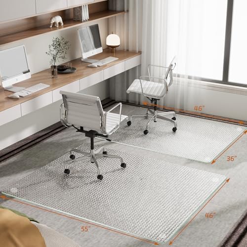GLSLAND 36"x46" Tempered Glass Chair Mat – Checkered Patterned