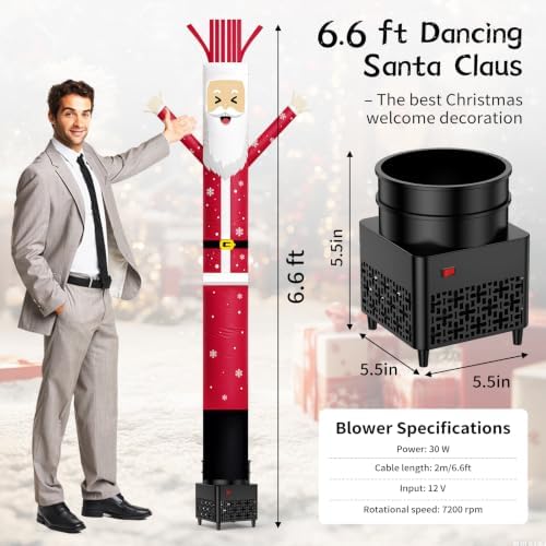 6FT Santa Claus Air Dancer Inflatable Waving Tube Man Set with Blower