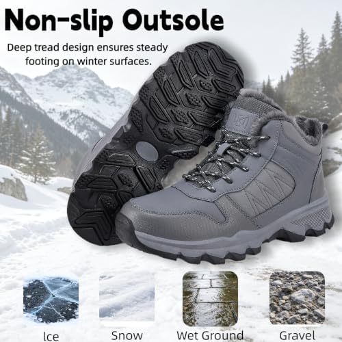 Mens Winter Boots Waterproof Snow Boots Ankle Backpacking Hiking Boots