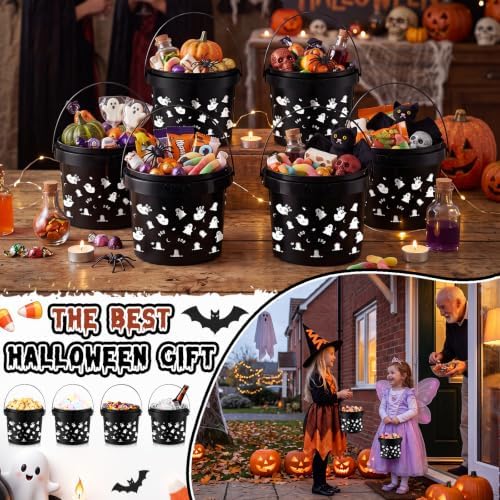 30 Pack 50 oz Halloween Trick or Treat Bucket Bulk