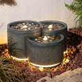 Sunlinua Small 3-Tier Outdoor Water Fountain with Smoothing Flow Black Gray