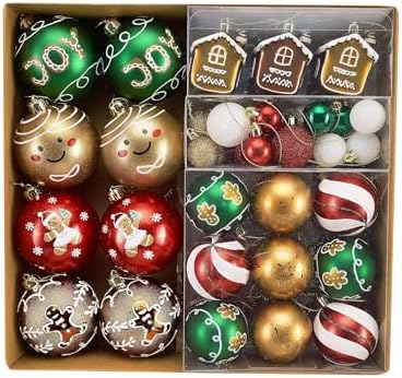 DecorbyHannah 60ct Gingerbread Christmas Ornaments Set for Tree Decorations