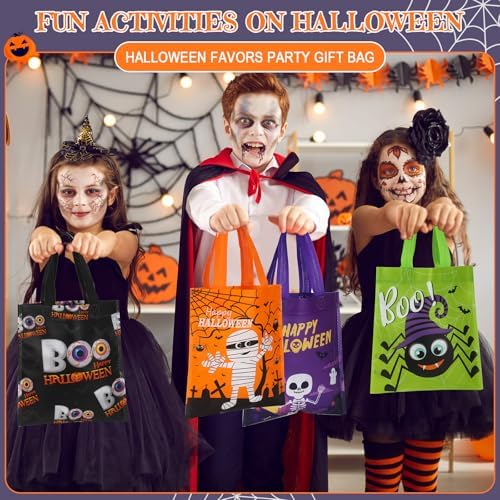 Sweetude 120 Pcs Halloween Tote Bags Bulk Halloween Trick Treat with Handle