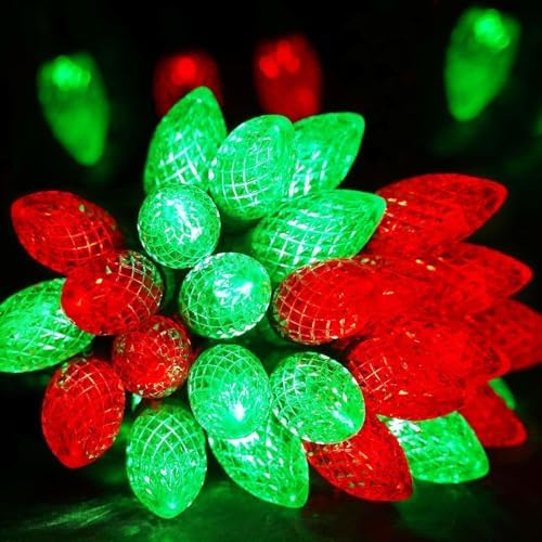 2 Pack Connectable C9 Christmas Lights Outdoor 66 FT 100 LED Red and Green