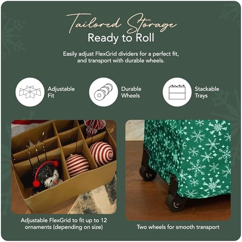 Covermates Rolling Adjustable Ornament Storage Bag, 19.25"W x 13"D x 12.5"H