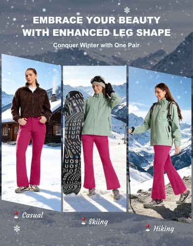 Women's Snow Ski Pants Fleece Lined Water Resistant Warm Flare Fit