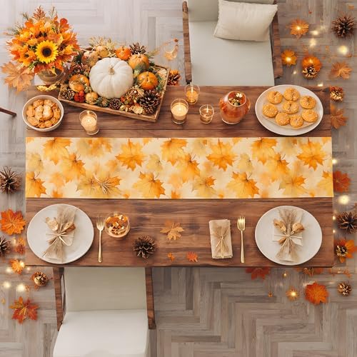 Thanksgiving Decorations - Fall Leaves Table Runner