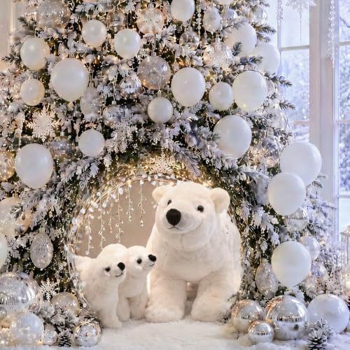 Thenshop 17.7''7.9'' Giant Polar Bear Christmas Decoration LED Plush Bear