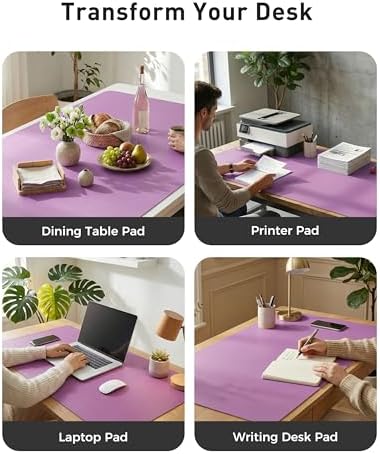 Aothia Faux Leather Desk Mat - Large Mouse Pad, Non-Slip PU Leather Blotter, Waterproof Writing Surface for Office and Home (Iris Violet, 63" x 24")