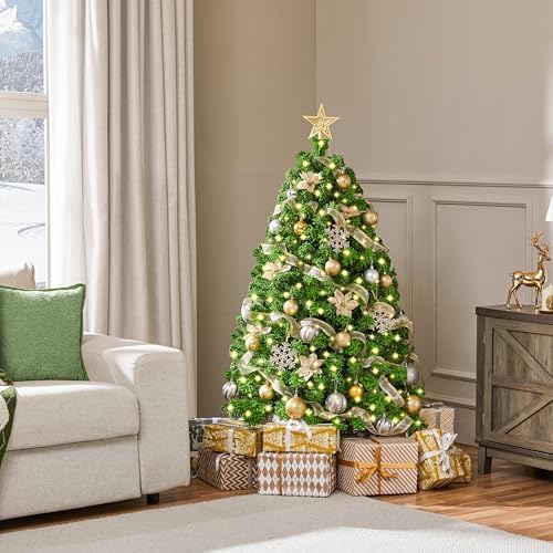 Yaheetech 4.5ft Prelit Artificial Christmas Tree with 100 Warm White Lights