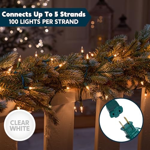 Joiedomi Clear Christmas String Lights Indoor,200(2x100) Mini White Fairy Light,43FT Lighting Decor for Patio Dorm Classroom Bedroom Holiday Wedding Party Garland Birthday Festival,Green Wire