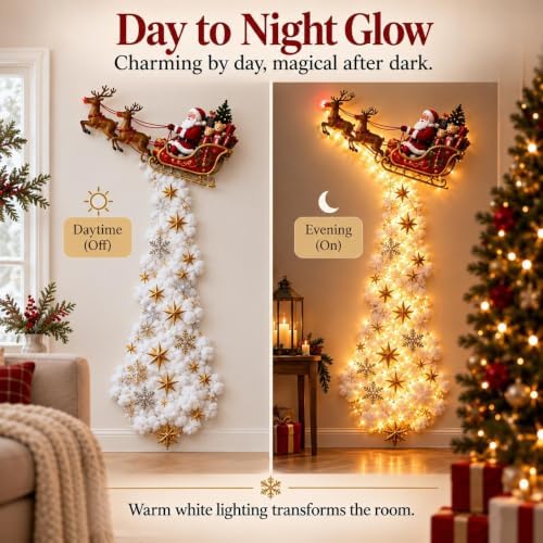 Christmas Magic Trail Wall Light, Santa Sleigh Reindeer Hanging Decoration