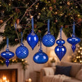 Hungdao 14pcs Vintage Christmas Ornaments Retro Glass Balls, Blue