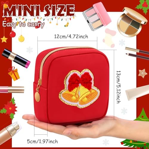 Abbylike 12 Pcs Christmas Preppy Patch Makeup Bags Bulk (Classic, Assorted)