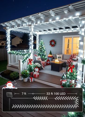 6 Pack 600 LED Solar Christmas Lights Outdoor Waterproof, Pure White 240 FT