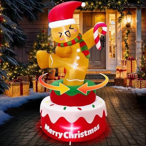 OurWarm 5FT Christmas Inflatables Gingerbread Outdoor Christmas Decorations