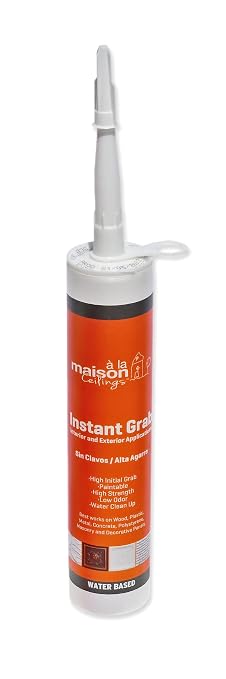 À LA MAISON CEILINGS Instant Grab - Ceiling Tile Wall Panel & Crown Molding Adhesive - High-Strength Water-Resistant Glue for Indoor/Outdoor Use - Easy-Apply Quick-Bond Formula (12-Pack)