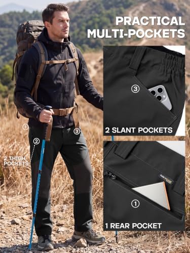 FREE SOLDIER Men's Waterproof Ski Pants Winter Thermal Pants