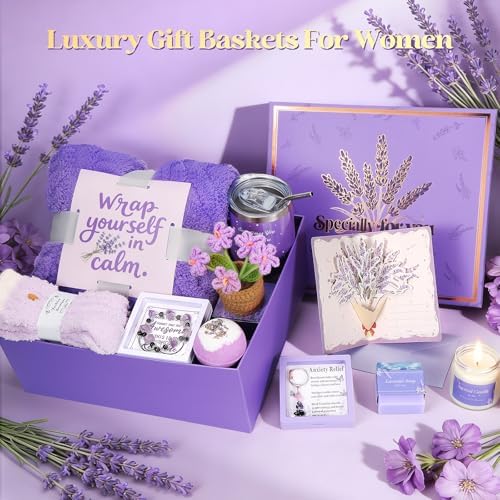 Birthday Gifts for Women Lavender,Self Care Gift,Spa Gift Baskets for Women
