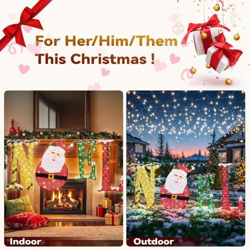 Christmas Lighted Noel Sign Decoration with Timer&Remote Control