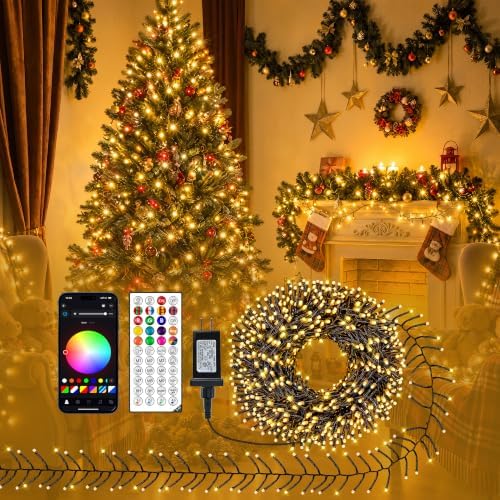 Ollny 500 LED Smart Christmas Cluster Lights, 16.4FT App & Remote Control