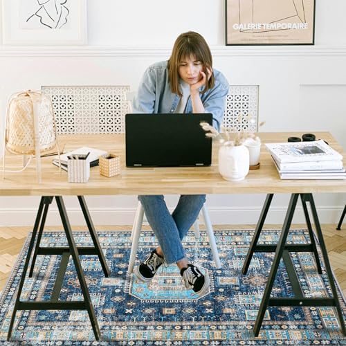 Office Chair Mat for Hardwood Floor, 60"x45" Easy Glide Computer Desk Mat Protector for Rolling Chair Under Desk Rug Nonslip Backing, Machine Wash, (Modern)