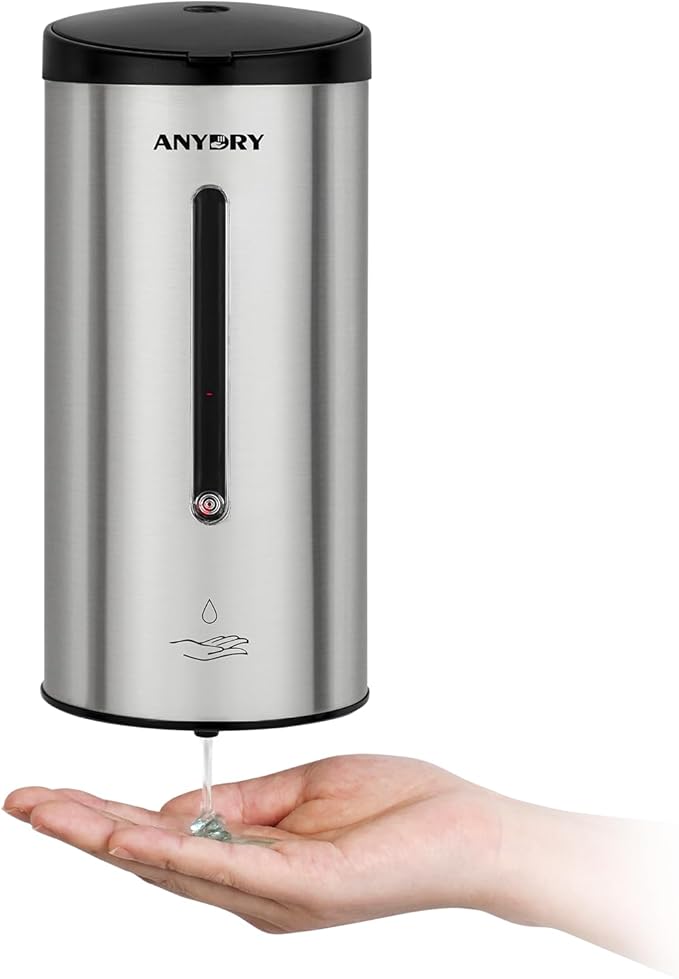 anydry Touchless Automatic Liquid Soap Dispense Wall Mount 25oz Large Capacity Stainless Steel for Commercial (Brushed)