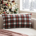 MIULEE Christmas Plaid Pillow Cover Scottish Tartan 12x24 Red and White