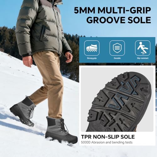 Men's Snow Boots, Waterproof Warm Insulated Winter Boots for Men