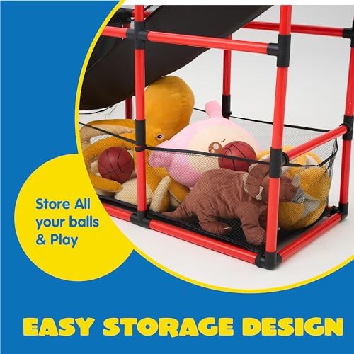JOYIN Red Arcade Basketball Game Set, Indoor Basketball Hoop for Kids 3+ Years Old, Easy Set Up Sports Toy with 4 Balls, Gifts for Boys and Girls