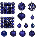 Christmas Tree Balls Ornaments Set, 48 Pcs Shatterproof Plastic Decorative Baubles Shiny Hanging Ball Ornaments for Xmas Tree Holiday Party Wedding Decoration, Royal Blue