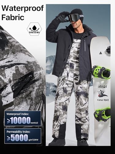 FREE SOLDIER Mens Snow Bibs Ski Snow Pants Softshell Ski Bib Overalls