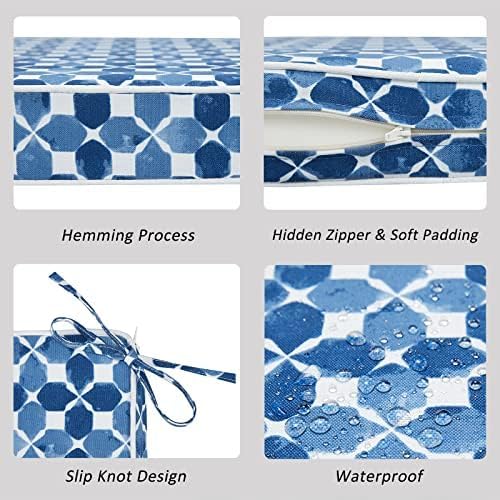 JMGBird Outdoor Chair Cushions Set of 4, Water Resistant Seat Cushions 19 x 19 Inch with Ties Outdoor Cushions for Patio Furniture