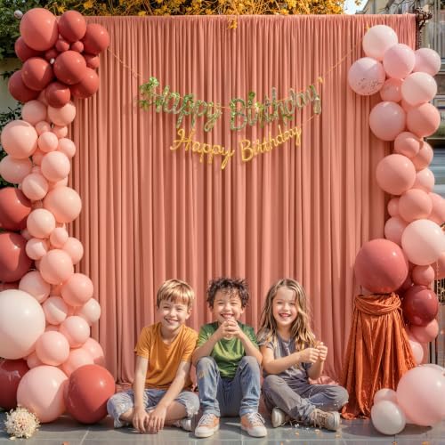 10x10 Rust Backdrop Curtain for Parties Wedding Wrinkle Free Red Photo Curtains Backdrop Drapes Fabric Decoration for Birthday Party Baby Shower Christmas 5ft x 10ft,2 Panels