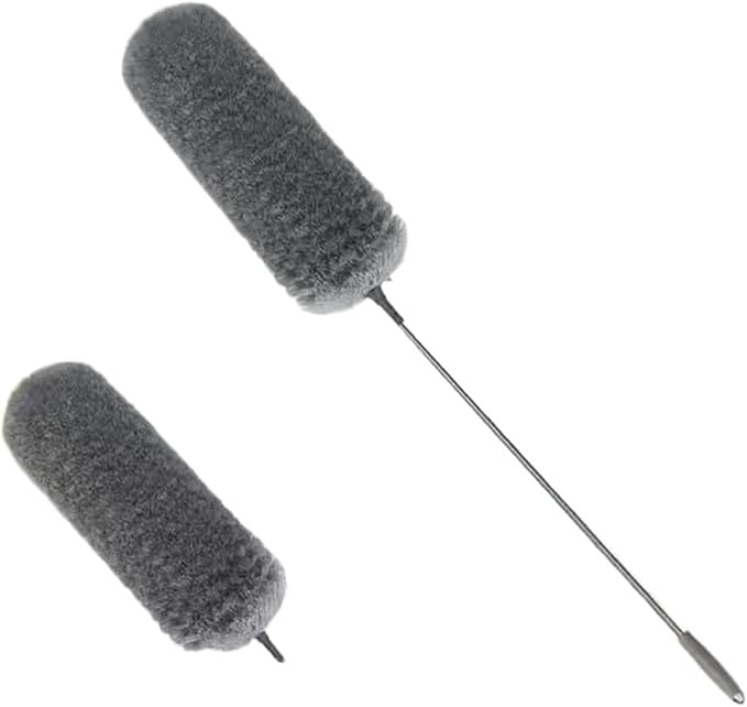 2.8M Extended Chicken Feather Duster Extendable and Curved Ceiling Cleaning Broom Home Electrostatic Dust Collector(2.8m 2PCS clothB)